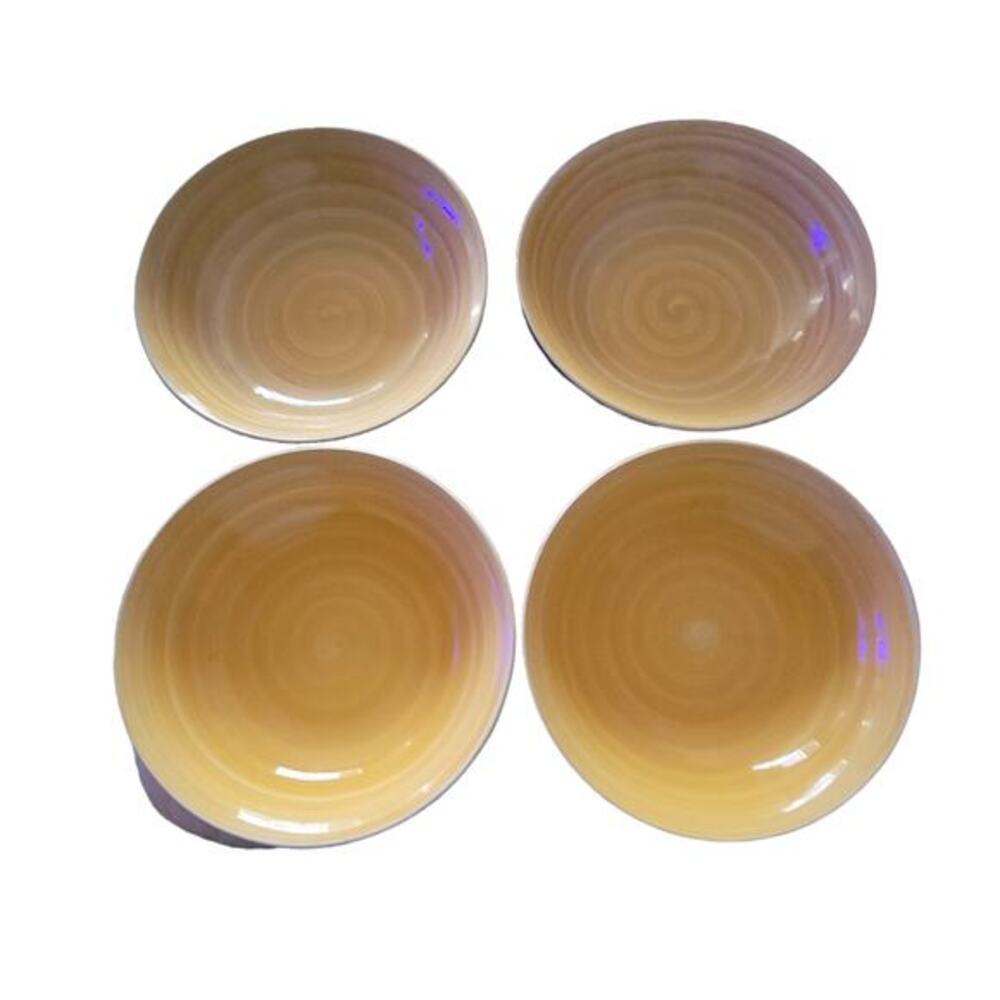 Vintage Yellow Swirl and Flower Bowls by Alco Industries‎ Green Trim Set of 4